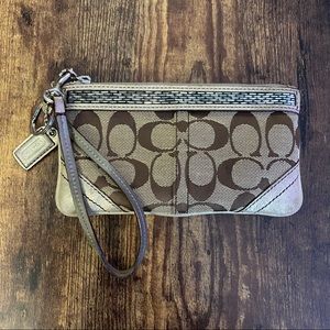 Coach Corner Zip Wristet in Signature Canvas